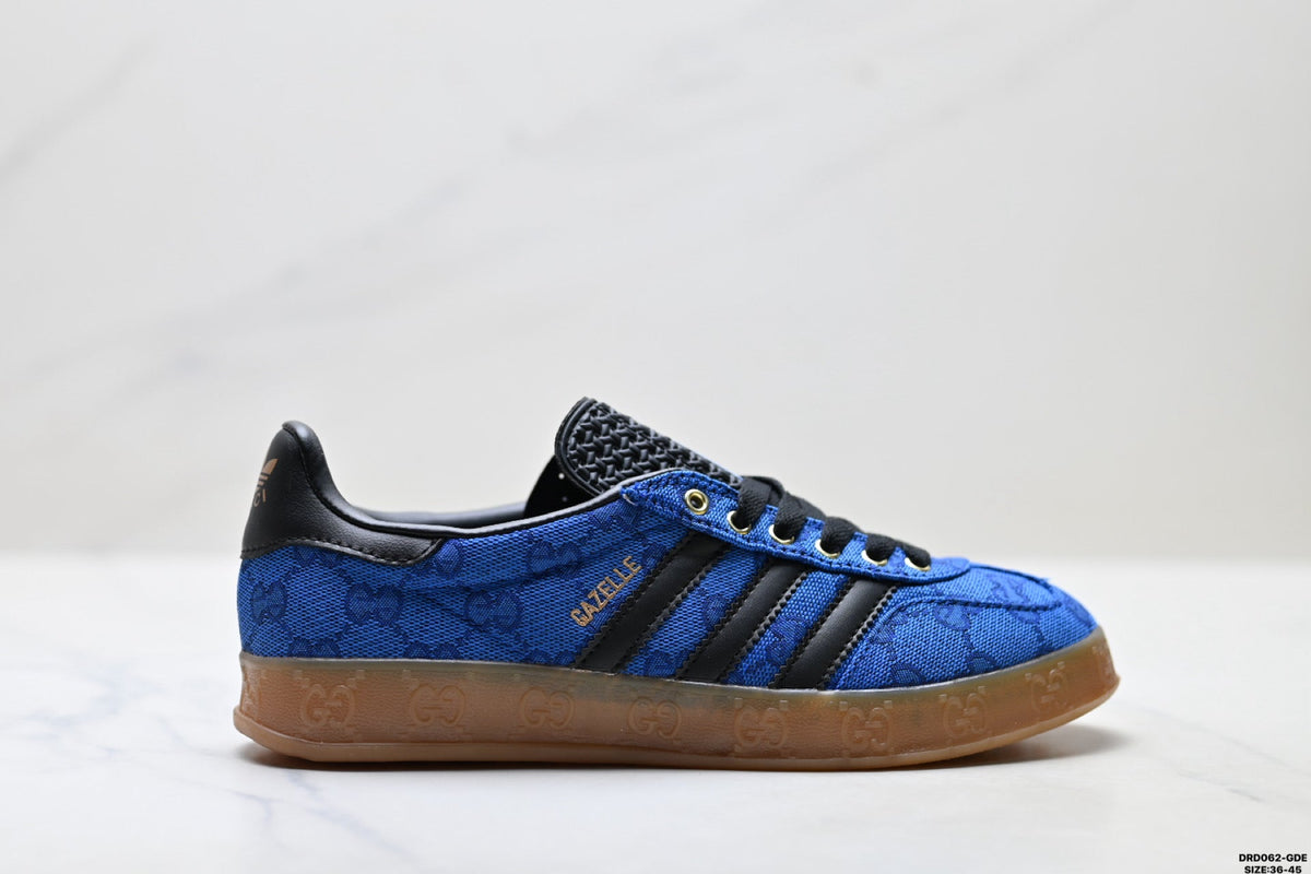 Gazelle Blue GG Monogram Low-Top Sneakers