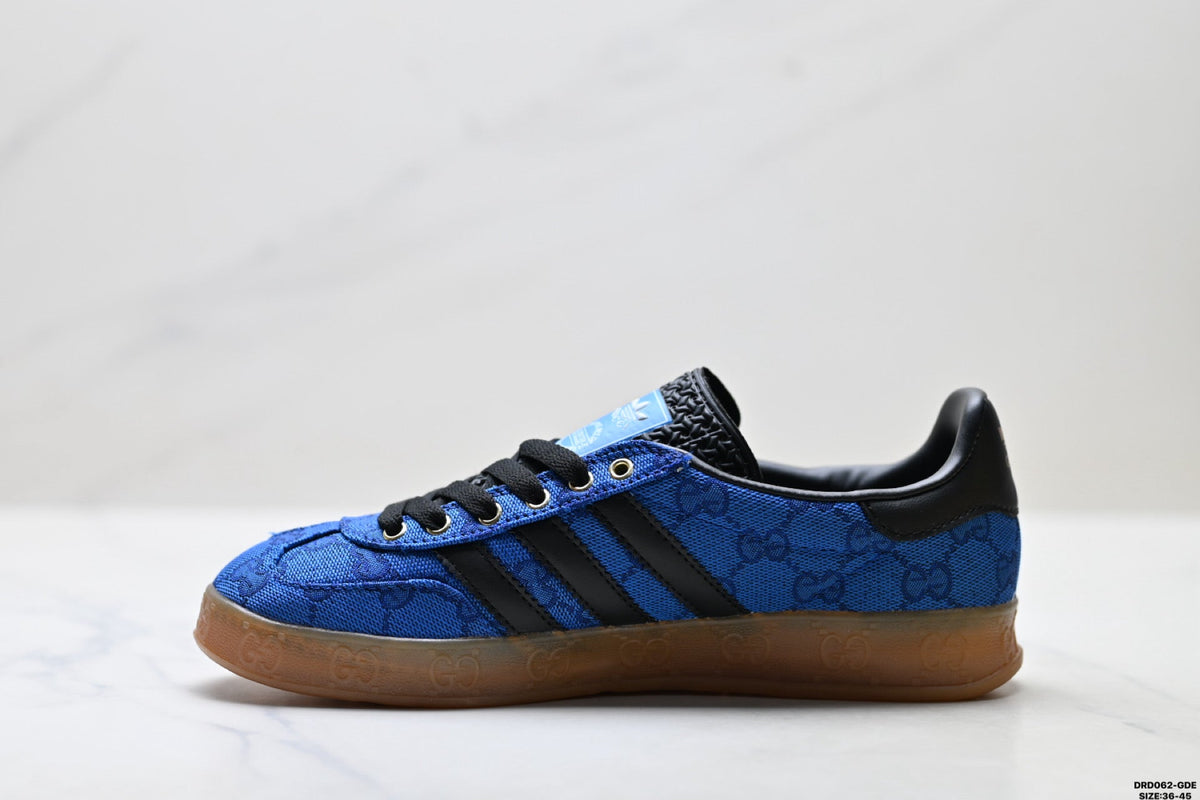 Gazelle Blue GG Monogram Low-Top Sneakers
