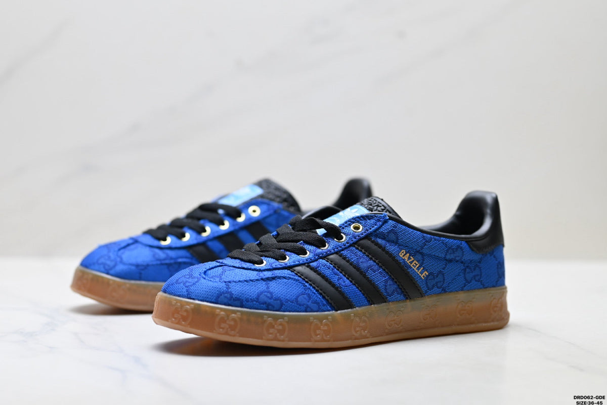 Gazelle Blue GG Monogram Low-Top Sneakers