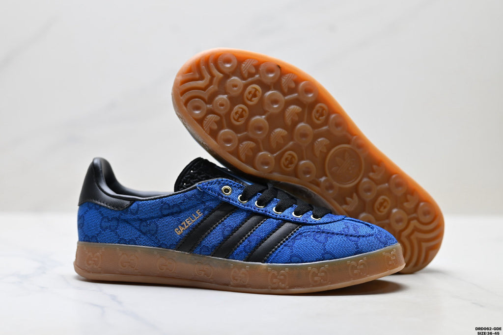 Gazelle Blue GG Monogram Low-Top Sneakers