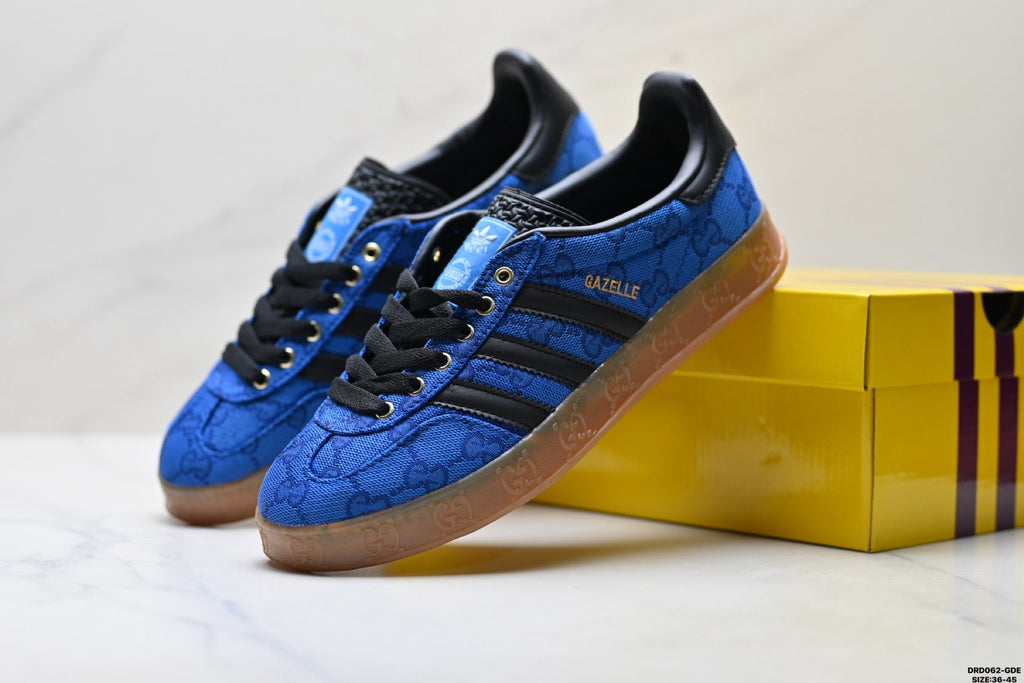 Gazelle Blue GG Monogram Low-Top Sneakers
