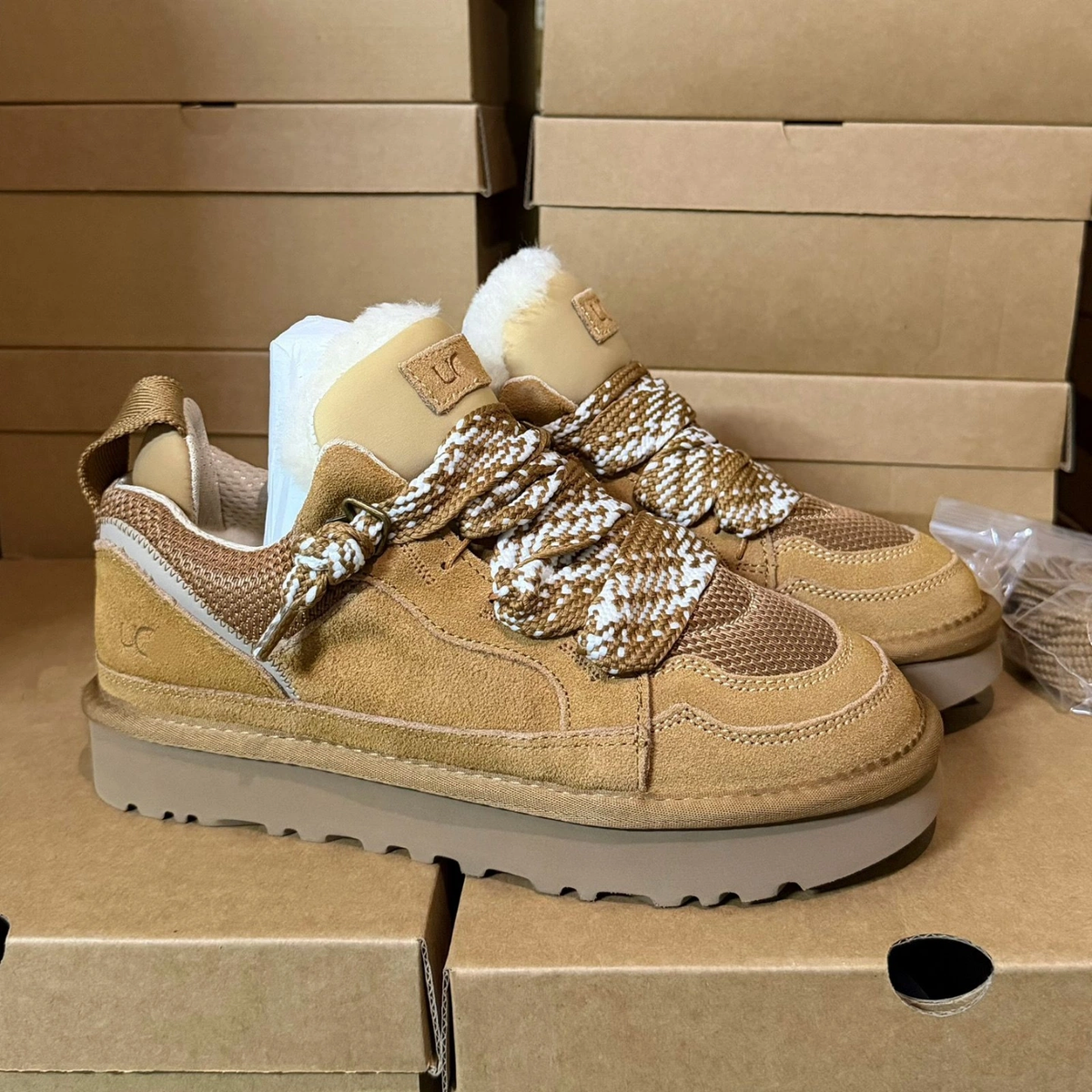 `Lowmel Suede Wool Lined Casual Sneakers Thick Bottom Winter Shoes`