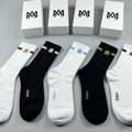 5 Pack Men Women Mid Calf Socks Classic Logo Embroidery Striped Fashion Daily Socks With Box