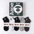 5 Pairs Multi‑Color Logo Embroidery Mid Crew Socks Daily Casual Socks Gift Box