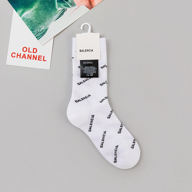 Balenciaga All-over Print Crew Socks, 7 Colors Fashion Streetwear Mid Calf Socks