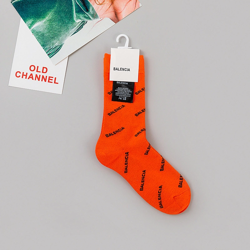 Balenciaga All-over Print Crew Socks, 7 Colors Fashion Streetwear Mid Calf Socks