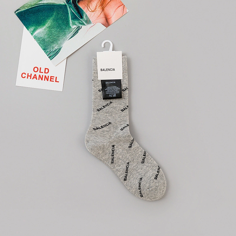 Balenciaga All-over Print Crew Socks, 7 Colors Fashion Streetwear Mid Calf Socks