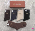 Loro Piana Ribbed Knit Cashmere Crew Socks, 5 Pairs Luxury Gift Box, Soft Warm Business Socks