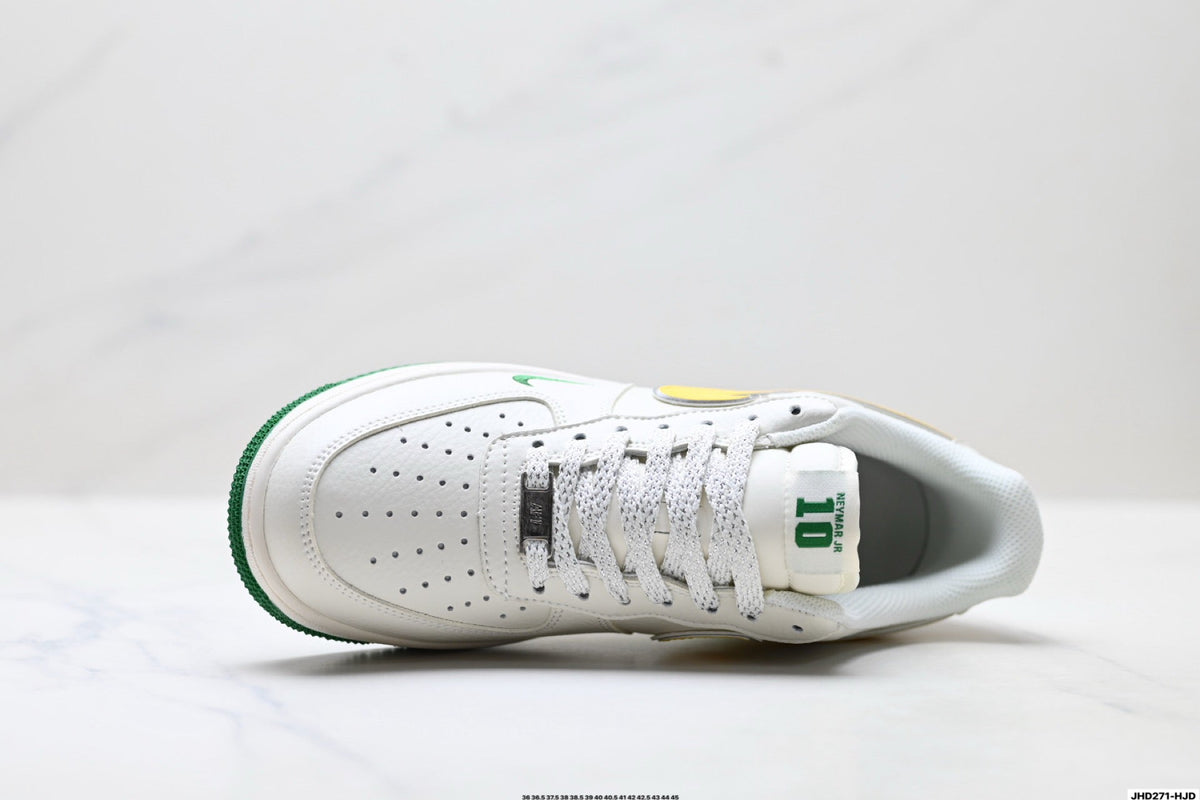 Nike Air Force 1 Low Brazil-Inspired | White Green Yellow Leather Sneakers