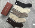 Loro Piana Cable Knit Cashmere Crew Socks, 5 Pairs Luxury Gift Box, Soft Warm Casual Socks