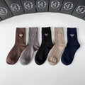 Prada Cable Knit Crew Socks, 5 Pairs Luxury Gift Box, Soft Warm Dress Socks