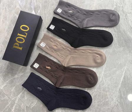 POLO Cable Knit Crew Socks, 5 Pairs Gift Box Set, Soft Warm Casual Dress Socks
