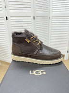 UGG Dark Brown Waxed Leather Shearling Boots