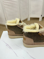 UGG Taupe Shearling-Collar Leather Boots
