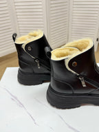 UGG Black Folded-Cuff Leather Boots