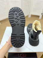 UGG Black Folded-Cuff Leather Boots