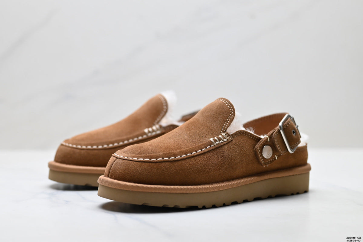 UGG Golden Family Shearling Buckle Clogs