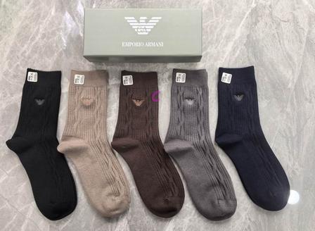Emporio Armani Cable Knit Crew Socks, 5 Pairs Luxury Gift Box, Soft Warm Dress Socks