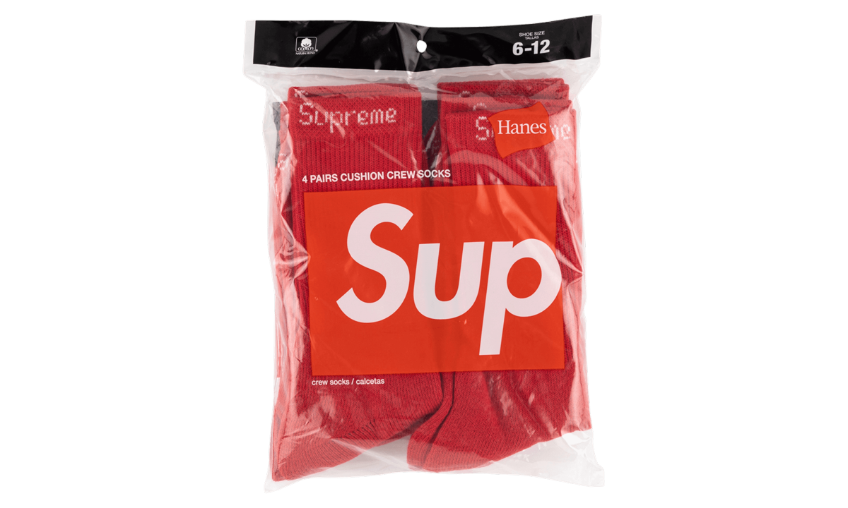 Hanes Crew Socks 4 Pack "Red" SU7543