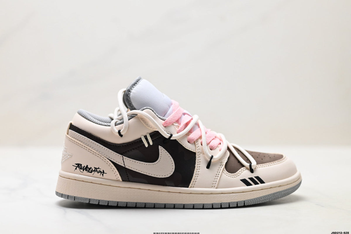 Nike Low-Top Sneakers Beige Black Pink Unisex Style 19