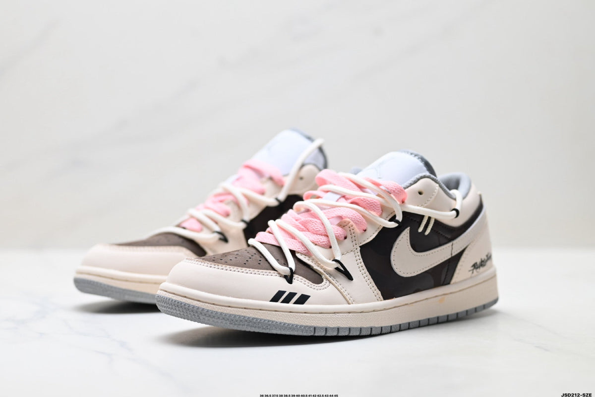 Nike Low-Top Sneakers Beige Black Pink Unisex Style 19