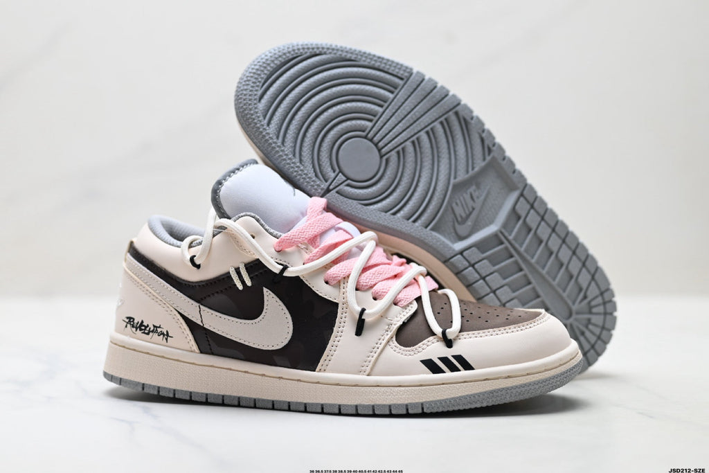 Nike Low-Top Sneakers Beige Black Pink Unisex Style 19