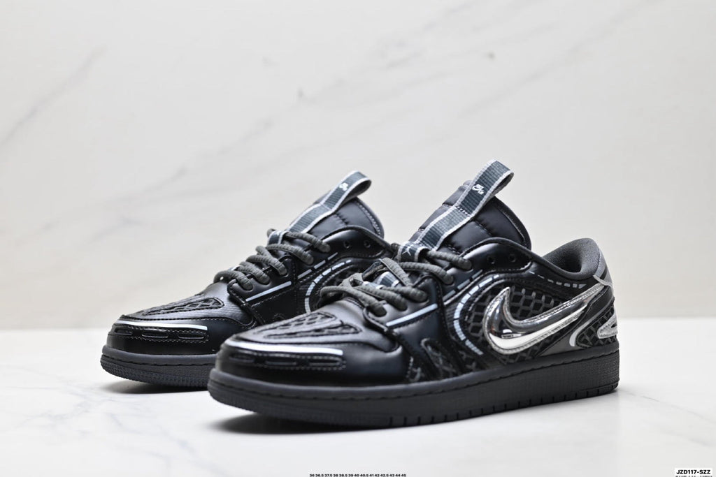 Nike Low-Top Sneakers Black Silver Monogram Unisex Collaboration Edition Style 15