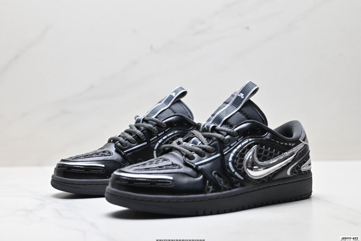 Nike Low-Top Sneakers Black Silver Monogram Unisex Collaboration Edition Style 15