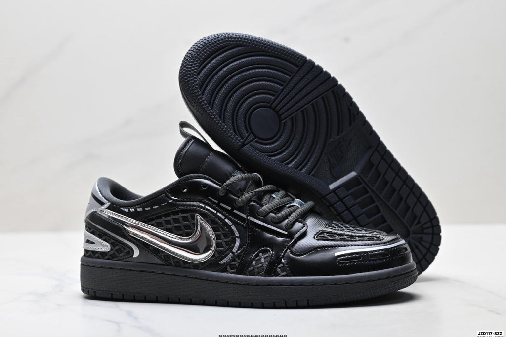 Nike Low-Top Sneakers Black Silver Monogram Unisex Collaboration Edition Style 15