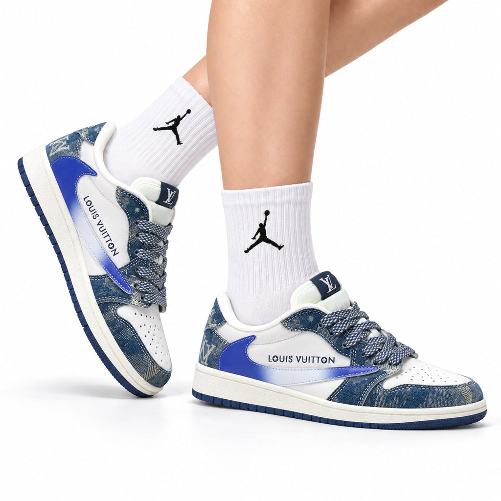 Nike Low-Top Sneakers Blue White Graphic Unisex Collaboration Edition Style 20