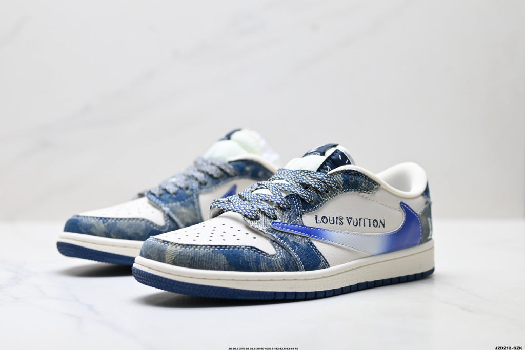 Nike Low-Top Sneakers Blue White Graphic Unisex Collaboration Edition Style 20