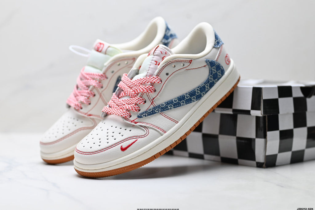 Nike Low-Top Sneakers Blue White Graphic V2 Unisex Collaboration Edition Style 22