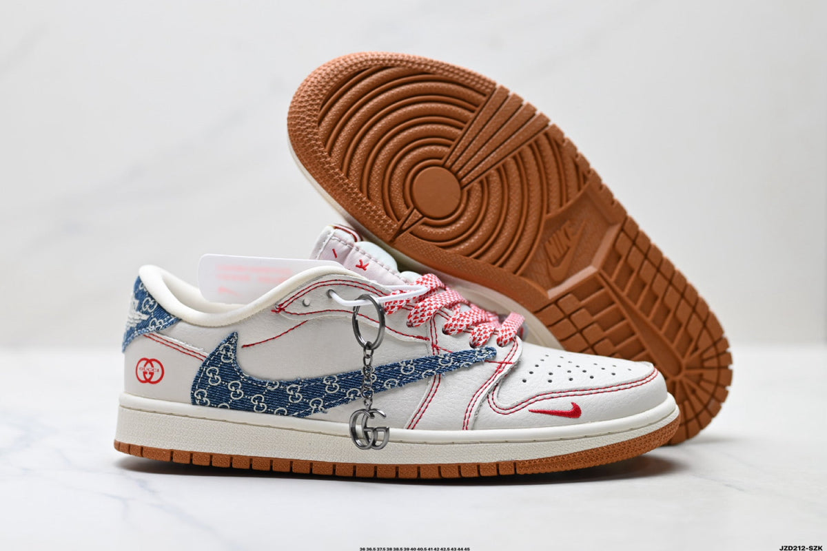 Nike Low-Top Sneakers Blue White Graphic V2 Unisex Collaboration Edition Style 22
