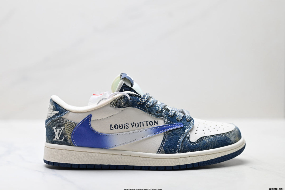 Nike Low-Top Sneakers Blue White Graphic V2 Unisex Collaboration Edition Style 22