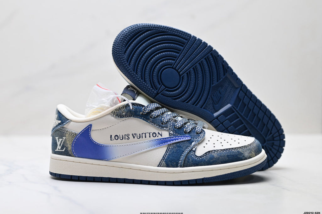 Nike Low-Top Sneakers Blue White Graphic V2 Unisex Collaboration Edition Style 22