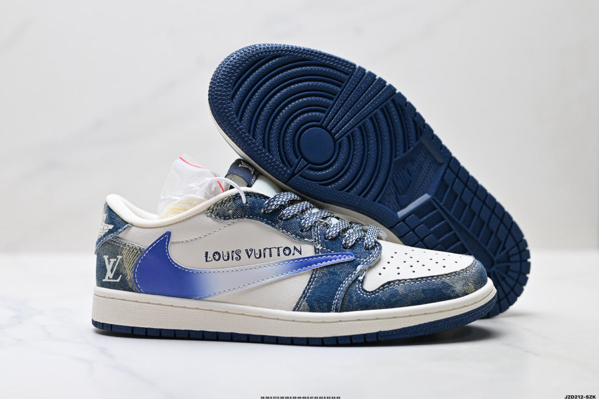 Nike Low-Top Sneakers Blue White Graphic V2 Unisex Collaboration Edition Style 22