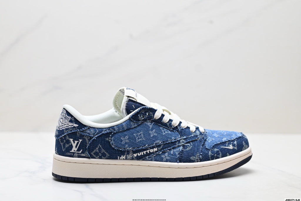 Nike Low-Top Sneakers Navy Denim Unisex Collaboration Edition Style 07