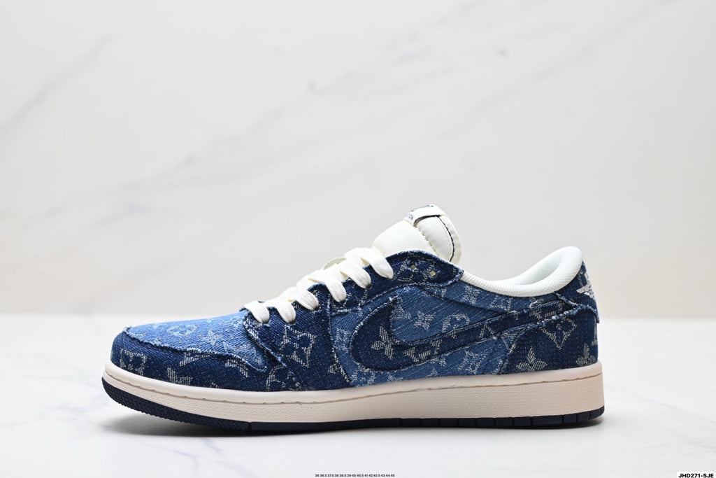 Nike Low-Top Sneakers Navy Denim Unisex Collaboration Edition Style 07