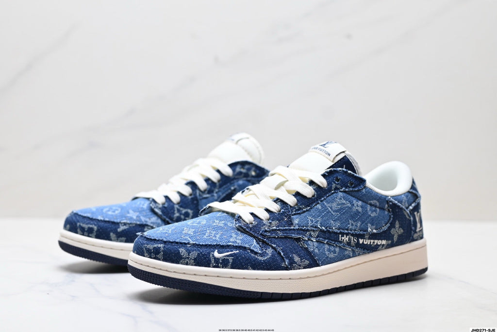 Nike Low-Top Sneakers Navy Denim Unisex Collaboration Edition Style 07