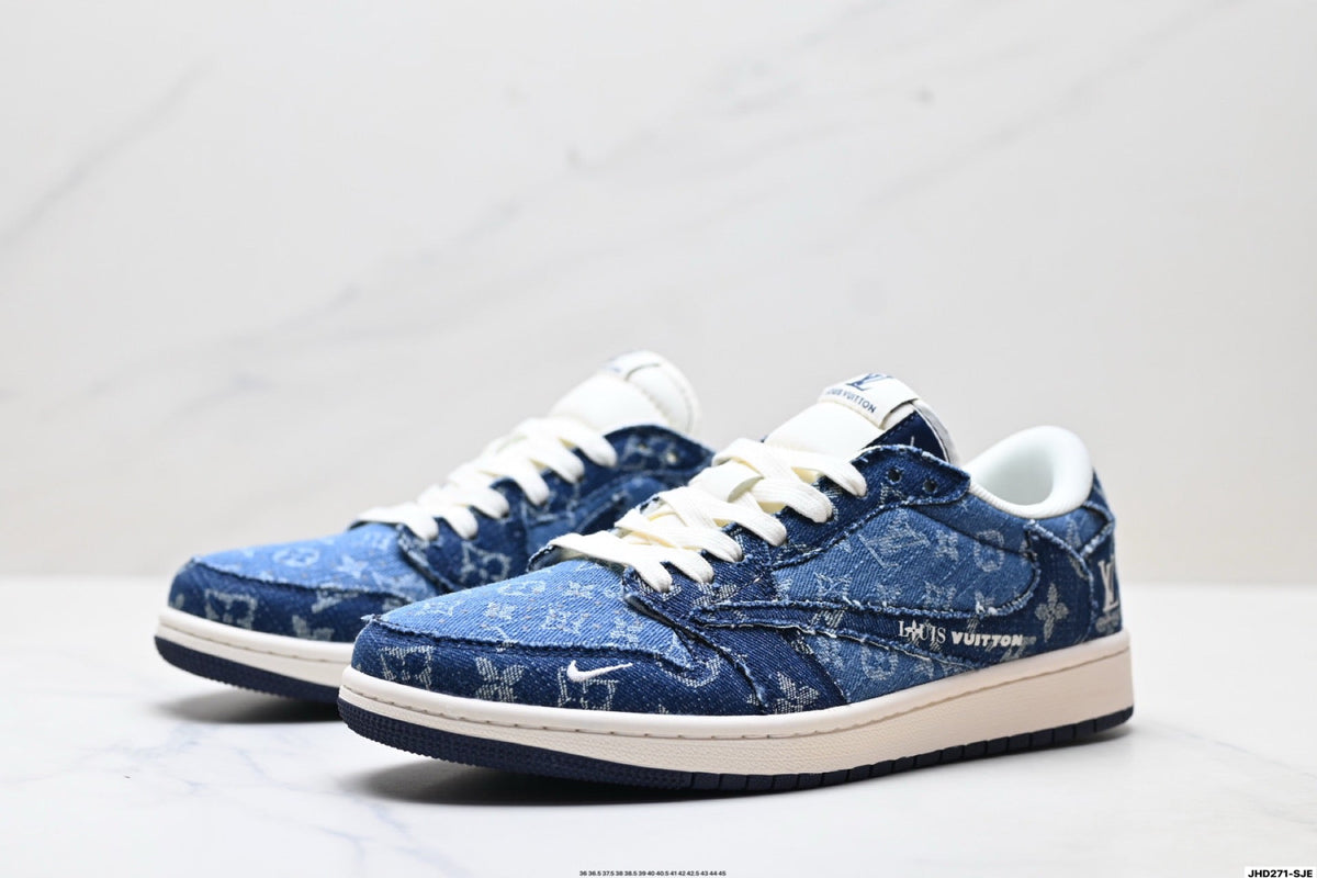 Nike Low-Top Sneakers Navy Denim Unisex Collaboration Edition Style 07