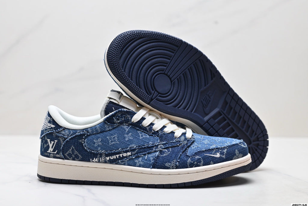 Nike Low-Top Sneakers Navy Denim Unisex Collaboration Edition Style 07