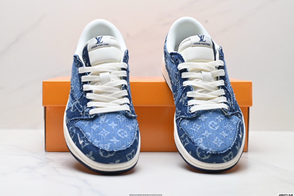 Nike Low-Top Sneakers Navy Denim Unisex Collaboration Edition Style 07