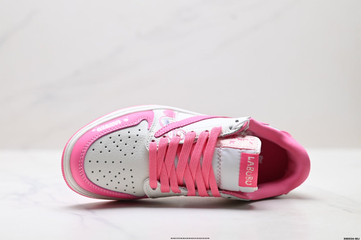 Nike Low-Top Sneakers Pink White Cartoon Unisex Collaboration Edition Style 36
