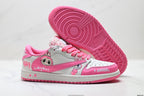 Nike Low-Top Sneakers Pink White Cartoon Unisex Collaboration Edition Style 36