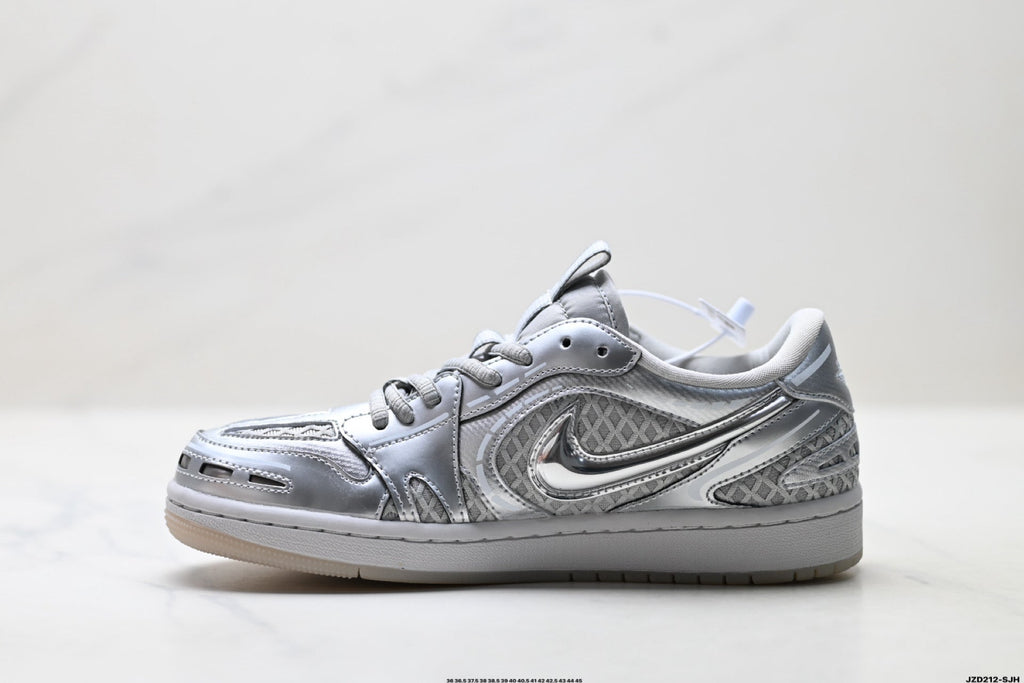 Nike Low-Top Sneakers Silver Monogram Unisex Collaboration Edition Style 11