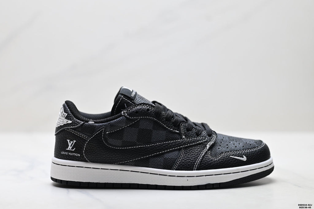 Nike Low-Top Sneakers Triple Black Monogram Unisex Collaboration Edition Style 13