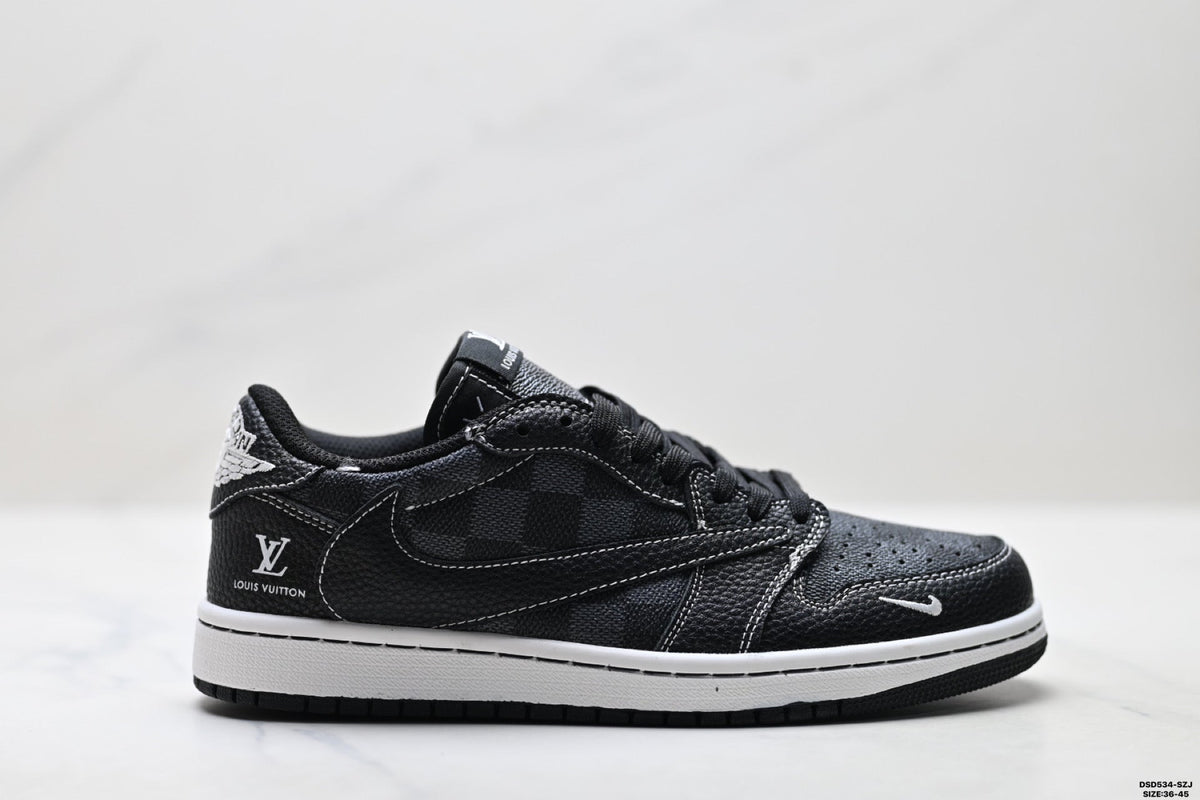 Nike Low-Top Sneakers Triple Black Monogram Unisex Collaboration Edition Style 13