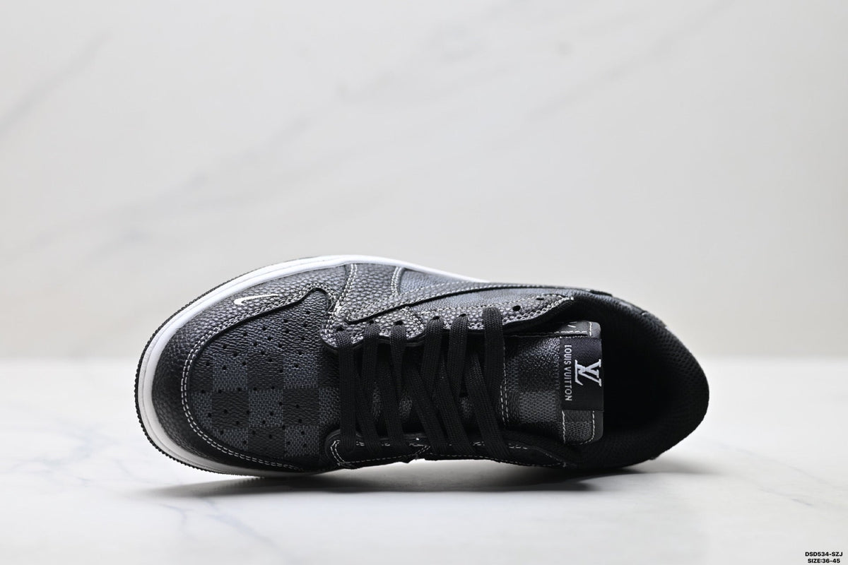 Nike Low-Top Sneakers Triple Black Monogram Unisex Collaboration Edition Style 13