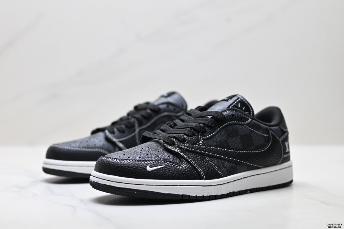 Nike Low-Top Sneakers Triple Black Monogram Unisex Collaboration Edition Style 13