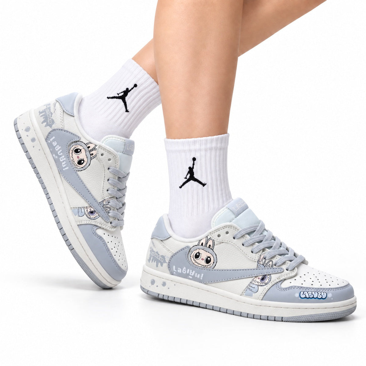 Nike Low-Top Sneakers White Gray Cartoon Unisex Collaboration Edition Style 35